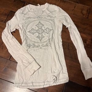 White Affliction bedazzled long sleeve shirt from BUCKLE.
